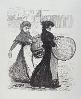 Theophile: Two laundresses with dirty and clean laundry