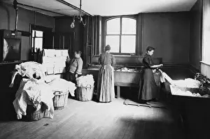Wringer: Laundry with women working at large sinks, ?