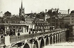 Lausanne: Lausanne and bridge, Vaud, Switzerland