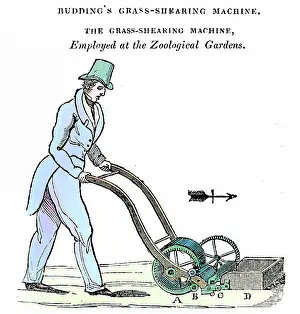Shearing: Lawn mower (shearing machine) invented by Mr Budding