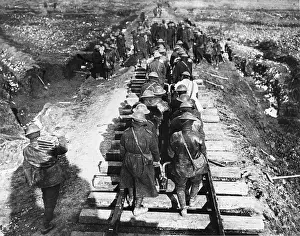 Constructing: Laying railway line 1917