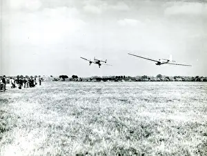 Towed: L.C. Marmol in a Lunak L107 sailplane, G-ALSI, is towed