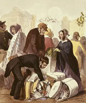 Douane: Le douane (customs).Engraving by Bouchot, 1830
