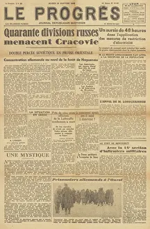 Progres: Le Progres front page Red Army advance on Krakow