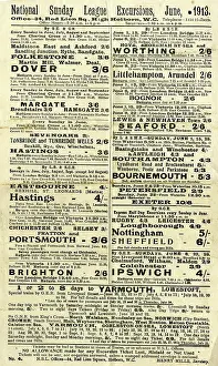 Leaflets: Leaflet, National Sunday League Excursions, June 1913
