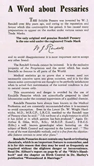 Advice: Leaflet, A Word about Pessaries