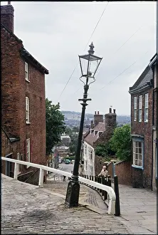 Slanted: Leaning lamp post - junction of Steep Hill and Danesgate
