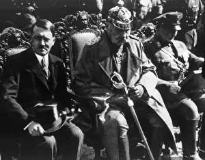 Hindenberg: From left, Chancellor Adolf Hitler, President ?