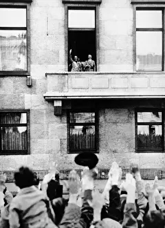 Chancellory: From left, top, Benito Mussolini, Adolf ?
