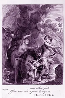 Muses: Legend of Orpheus and Eurydice. Engraving from