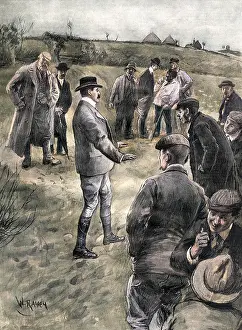 Dowsing: Leicester Gataker, dowsing for water using his bare hands