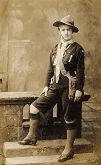 Scarves: Full lenghth portrait of a Scout in uniform