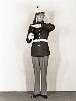 Ov1606: Full length portrait of marine standing at attention