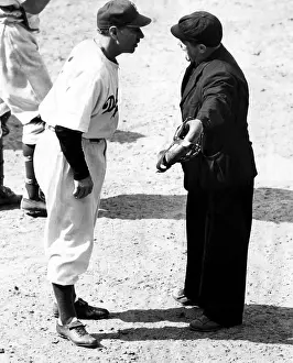 Argues: Leo Durocher argues with an umpire at Ebbets ?