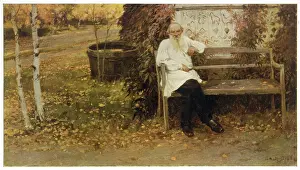 Tolstoy: Leo Tolstoy - sitting on a bench