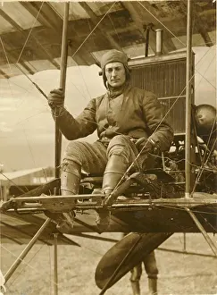 Farman: Leon Chouret on his Farman Biplane