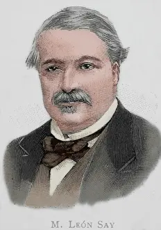 Jean Baptiste: Leon Say (1826-1896). Engraving. Colored