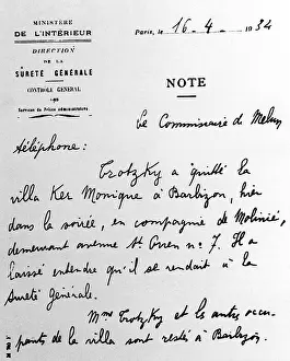 Monitoring: Leon Trotsky in French exile, 1934