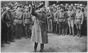 Haranguing: Leon Trotsky with soldiers