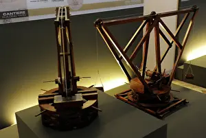 Vinci: Leonardesque models. Revolving cranes. 15th century. Models