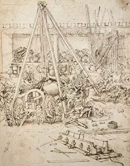 Clos: Leonardo da Vinci drawing, Chateau du Clos Luce, Amboise