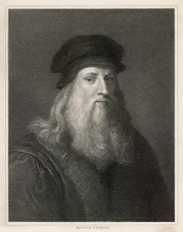 Morghen: Leonardo Da Vinci - engraving after a self-portrait