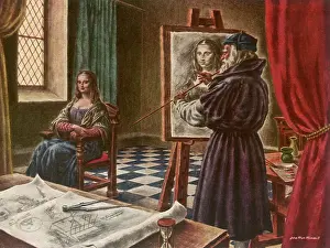 Imaginary: Leonardo da Vinci painting the Mona Lisa