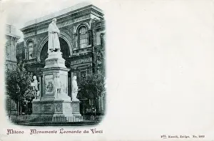 Magni: Leonardo da Vinci statue, Piazza della Scala, Milan, Italy