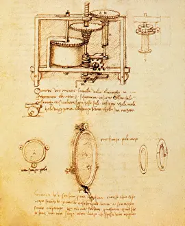 Gears: Leonardo da Vinci, technical drawings and notes