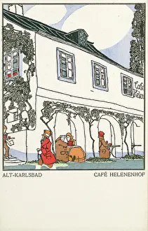 Drexler: Leopold Drexler. Old Karlsbad. Cafe