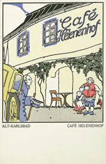 Drexler: Leopold Drexler. Old Karlsbad. Cafe