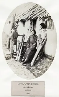 Canning: Lepcha water carriers, Aboriginal, Sikhim