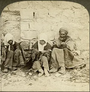 Stereograph: lepers - illness - middle east - Jerusalem - historical