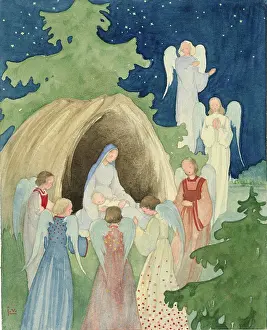 Anges: Les Anges ' Virgin Mary and child with Angels