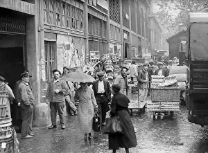 Les Halles in Paris during a strike, 1936