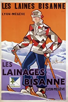 Megeve: Les Laines Bisanne wool company poster