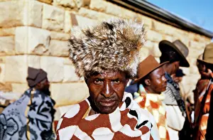 Enclaves: Lesotho man in fur hat