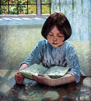 Dappled: The Lesson, seated girl reading a book