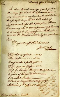 1609: Letter from Captain Cook