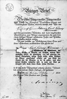 Citizenship: Letter of citizenship, 1850