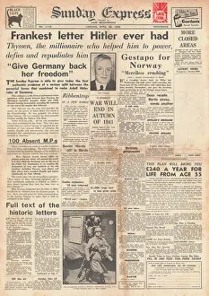 Thyssen: Letter to Hitler from Fritz Thyssen