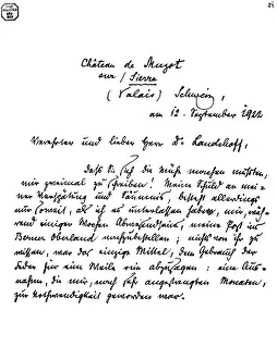 Suetterlin: Letter by Rainer Maria Rilke, 12.9.1922