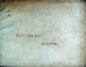 Typed: Letter to be sent to the writer's father should he be killed