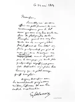Regarded: A letter signed by Eugene Delacroix, 1863
