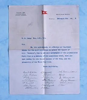 Prosperity: Letter to Thomas Henry Ismay
