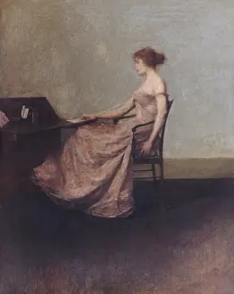 Off The Shoulder: THE LETTER, by Thomas Wilmer Dewing, 1895-1900