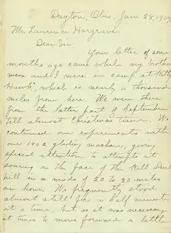 Wilbur: Letter from Wilbur Wright to Lawrence Hargrave