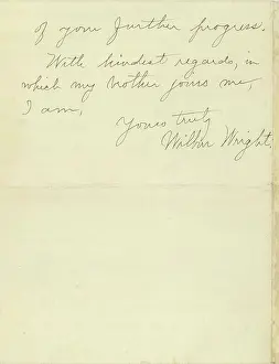 Wilbur: Letter from Wilbur Wright to Lawrence Hargrave