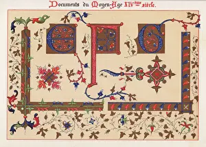 Moyen Age: Letters from an illuminated alphabet from the