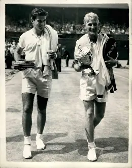 Retains: Lew Hoad and Ashley Cooper after match, Wimbledon